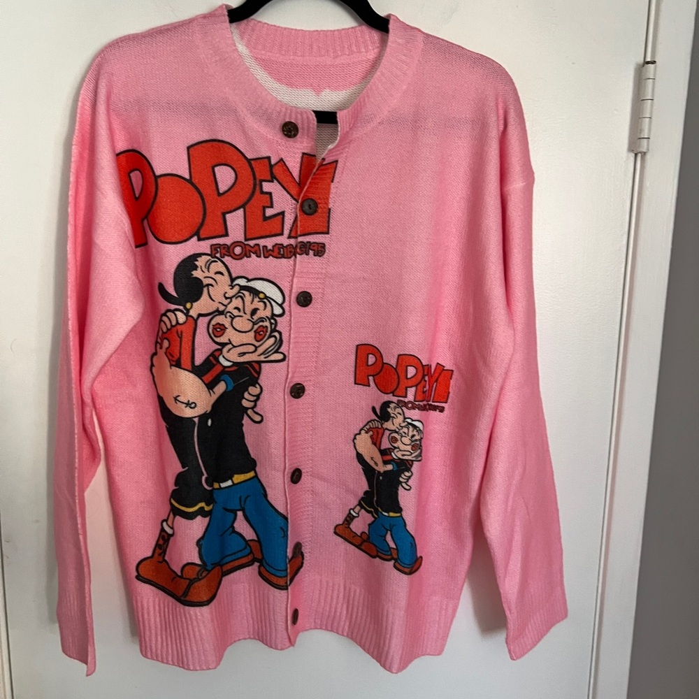 Pink Popeye Graphic Cardigan